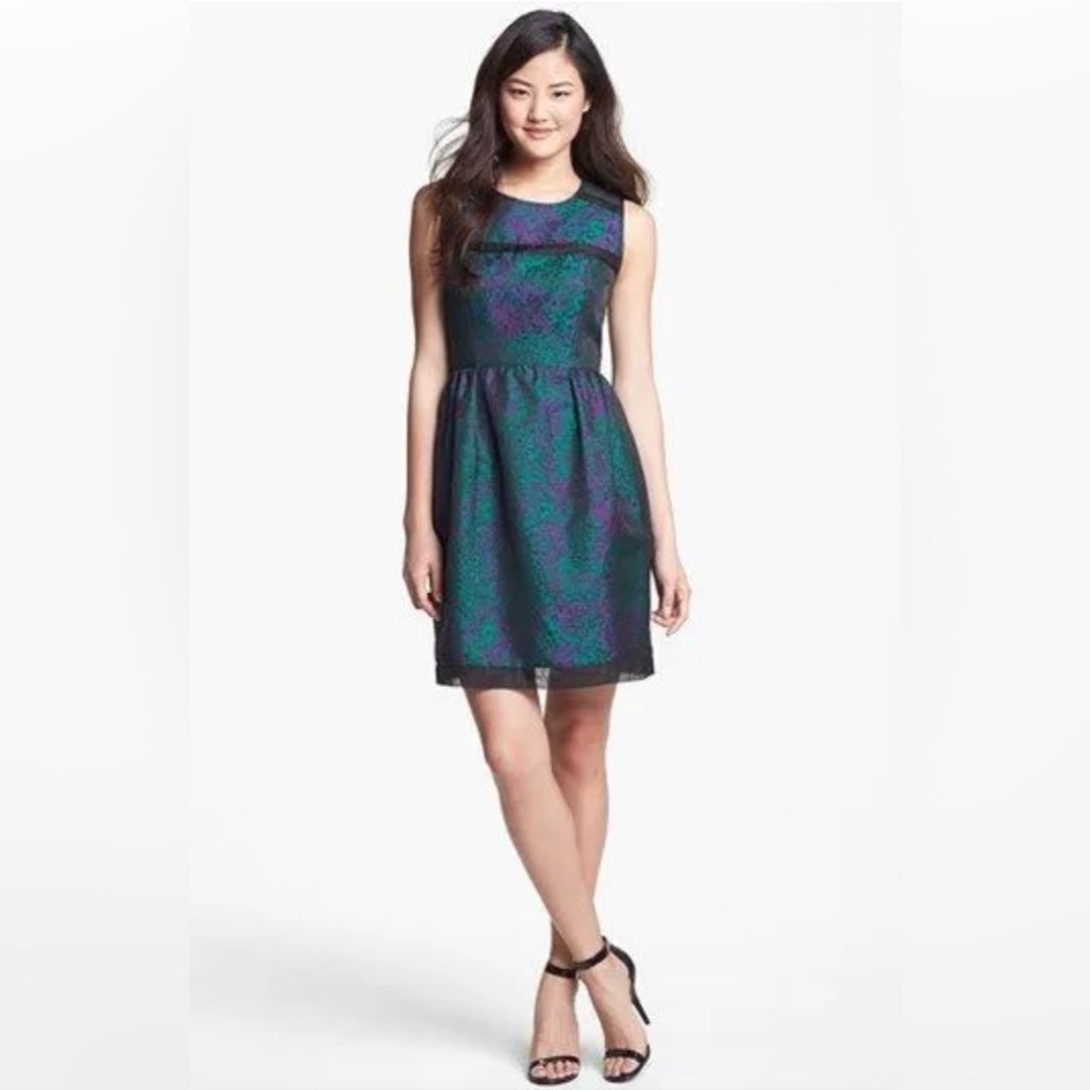 Ivy & Blu, Pretty and cocktail ready, Teal & purple silk dress - Picture 2 of 10
